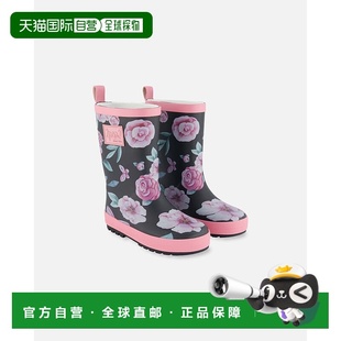 Rain Boots Pink 自营deux And deuxPrinted Black Flowers par
