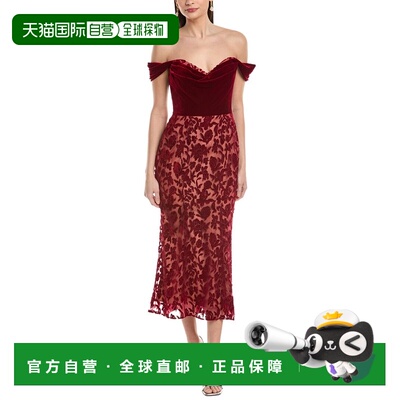 自营Marchesa Notte Midi Dress - Red 连衣裙美国直发奥莱