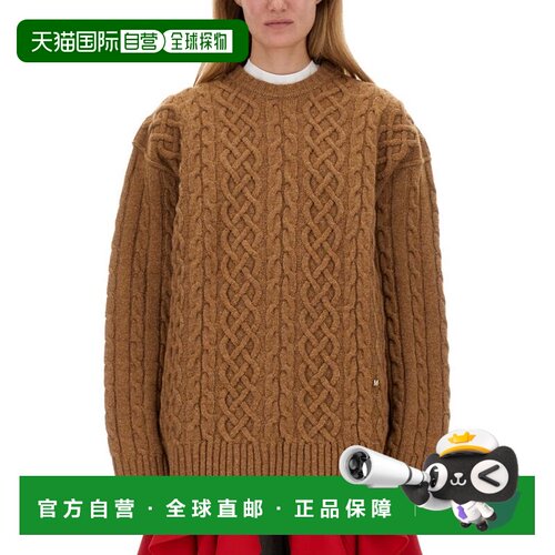 自营moschinoTextured Cable Knit Oversize Fit Jersey - brown