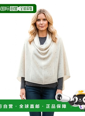 自营in2Cashmere Poncho with Textured Border - speckled wheat