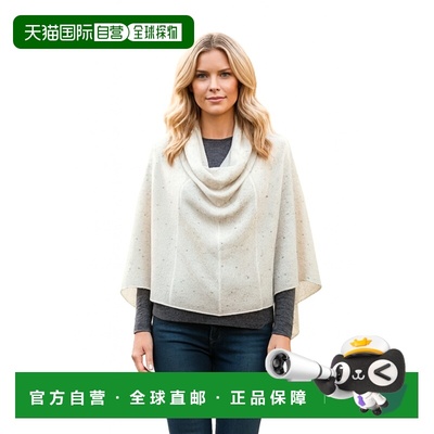 自营in2Cashmere Poncho with Textured Border - speckled wheat