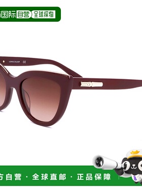 自营 Longchamp女式51毫米棕色太阳镜-酒红色 美国奥莱直发