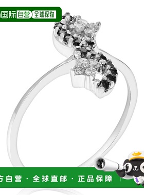 自营 vir jewels1/3 克拉黑色钻石戒指时尚圆形 10K 白金 - 白色