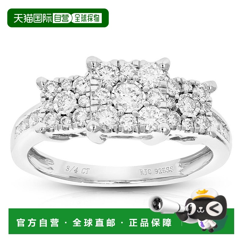 【美国直邮】vir jewels  戒指纯银天然钻石首饰婚戒镶嵌独特