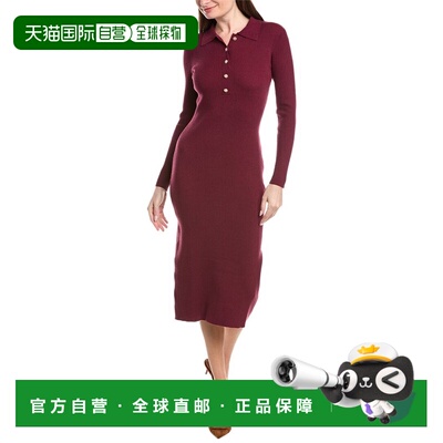 自营Elie Tahari Collar Half Button Down Rib Midi Dress - bla