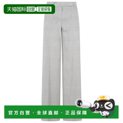 自营max mara'Netto' 橄榄绿色威尔士亲王羊毛裤-白色 美国奥莱直