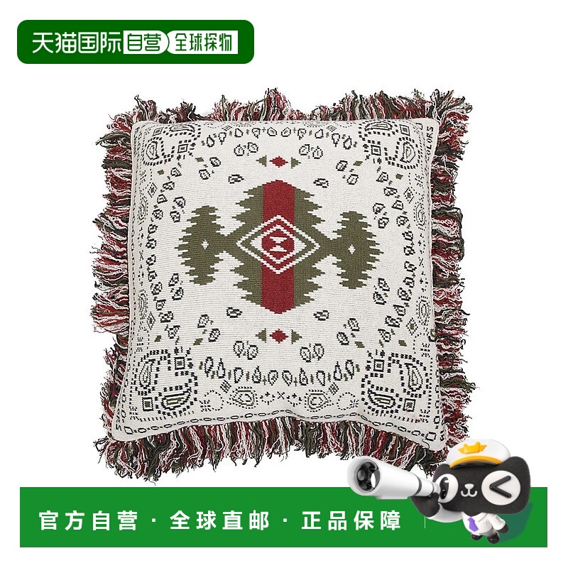 自营alanui带有几何图案的鲜艳多色纯羊毛围巾-白色 美国奥莱直发