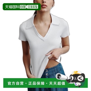 Jeans 衫 美国直邮 Polo 领侧徽标罗纹针织短袖 女士 DKNY