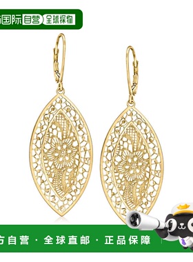 自营 Ross-Simons 意大利 18kt 黄金花丝吊式耳环 - 黄色 美国奥