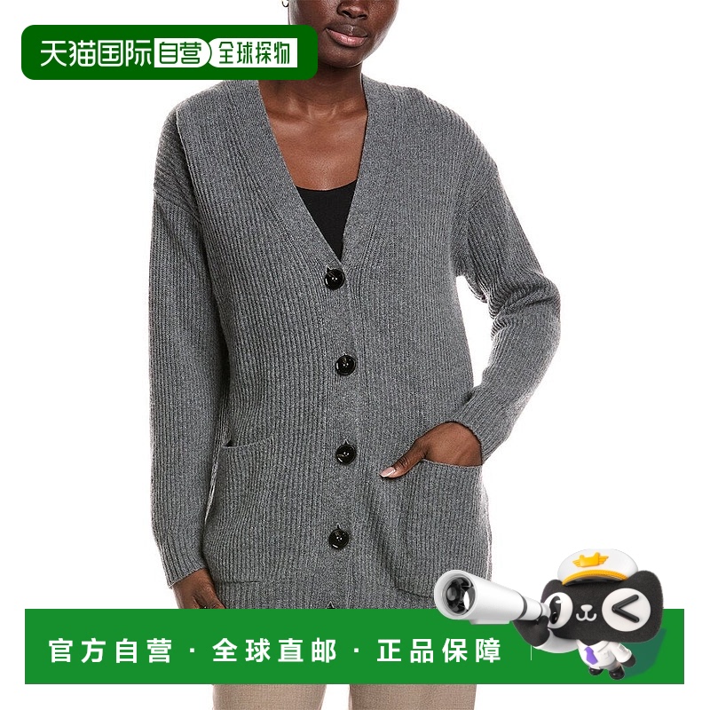 自营 周末Max Mara Negus羊毛和羊绒混纺开衫-灰色 美国奥莱直发