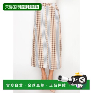 自营yal yorkMixed new Skirt Panel Blue Midi Tan Plaid