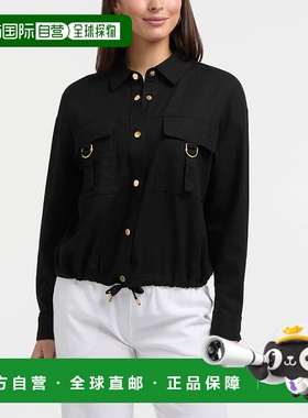 自营Ellen Tracy女式亚麻混纺野生动物园夹克-黑色 美国奥莱直发