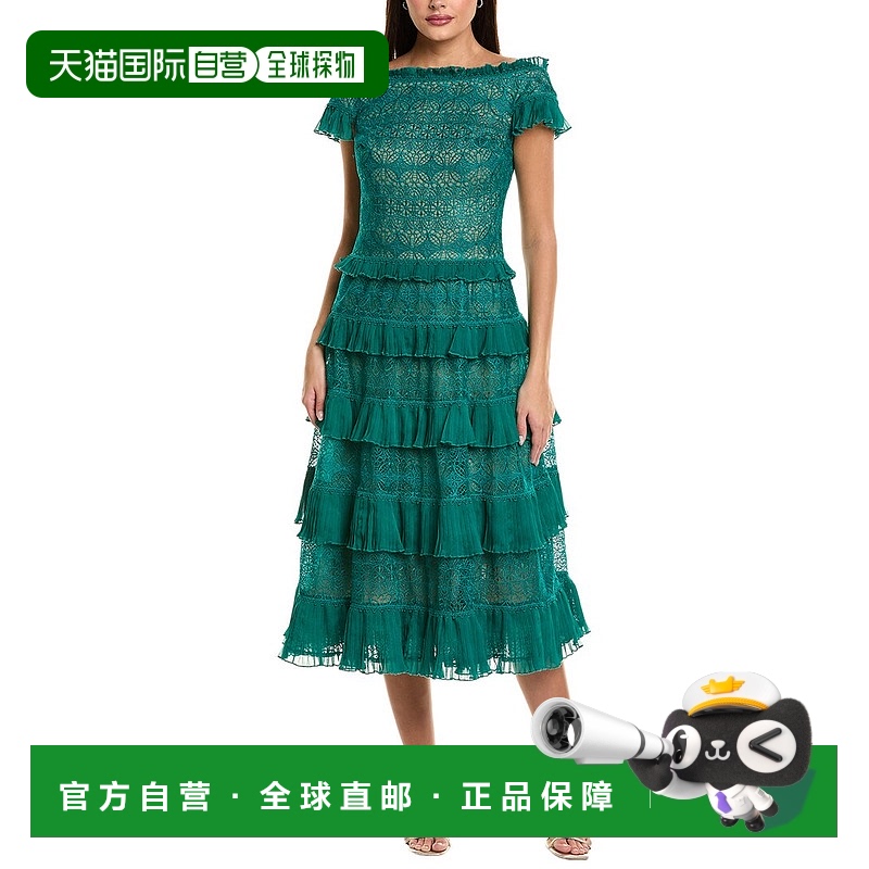 自营 Tadashi Shoji Embellished Midi Dress - green 美国奥莱直
