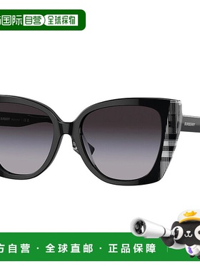 自营Burberry BE 4393 40518G 54mm女式猫眼太阳镜-黑色/格子白色