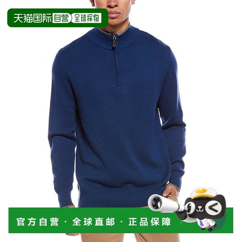 自营TailorByrd Fine Knit 1/4-Zip Sweater - navy 美国奥莱直发