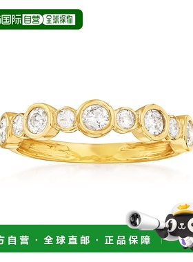 自营 Ross-Simons 包边镶钻石戒指 14 克拉黄金 - 白色 美国奥莱