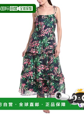 自营 Julia Jordan系带单肩亚麻混纺长裙-蓝色 美国奥莱直发性感