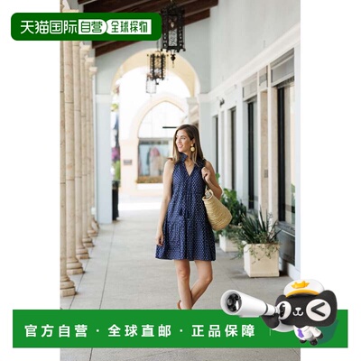 自营duffield lane海军蓝中的露西尔连衣裙——点海军蓝 美国奥莱