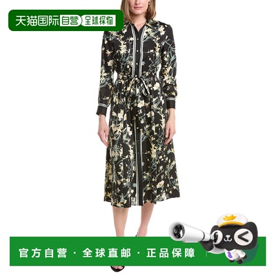 自营Anne Klein Maxi Shirtdress - black 美国奥莱直发连衣裙