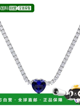 自营mimi & max 18CT心形创造蓝宝石网球项链 925纯银 美国奥莱直