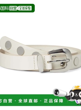 自营Women's Madewell Western Belt Ivory Leather Dome Studded