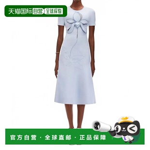 oscar 兰花针织连衣裙 renta蓝色短袖 美国奥莱直发 自营