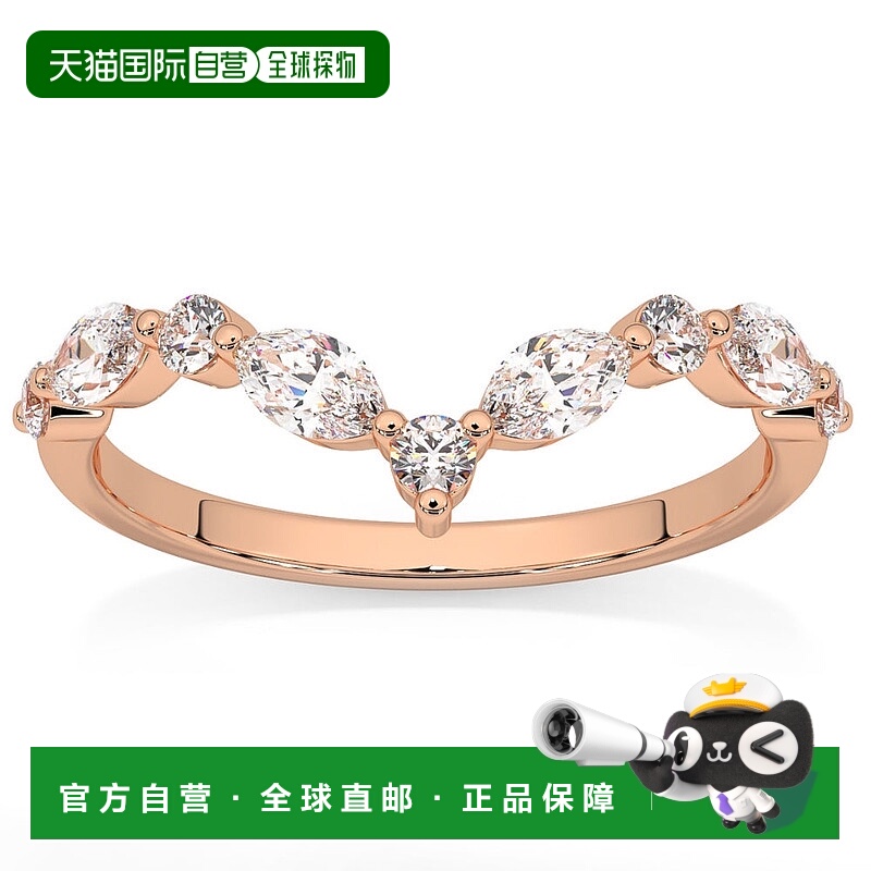 pompeii3.60 克拉钻石护卫镶嵌 V 形榄尖形结婚戒指 14k 黄金实验