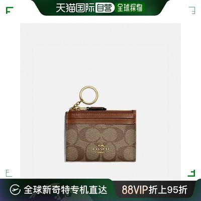 美国直邮COACH 迷你纤细 ID 保护套，采用标志性帆布 88208 金色/