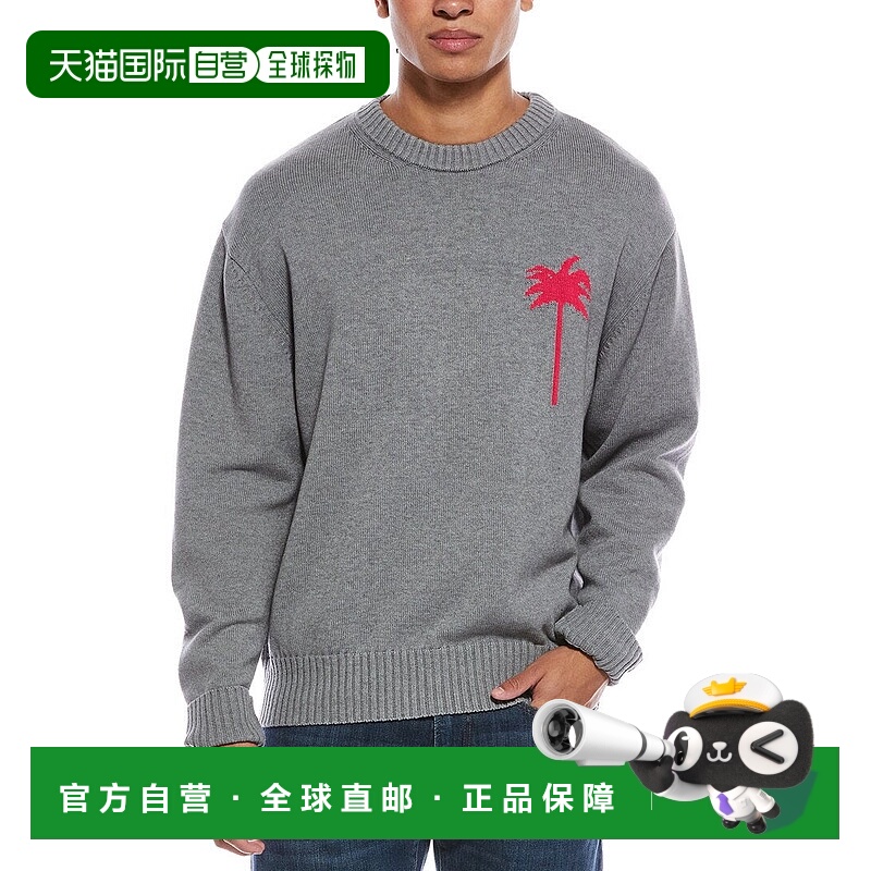 自营Palm Angels Back Palms Wool-Blend Crewneck Sweater - gre