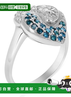 自营 vir jewels 0.80 克拉蓝色和白色钻石戒指 .925 纯银镀铑 -