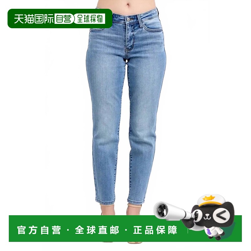 自营judy blueMid Rise Vintage Wash Slim Jeans In Medium Deni