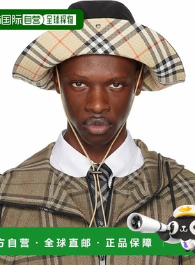 1h可退 香港直邮潮奢 Burberry 巴宝莉 男士 黑色 Check Brim Gab