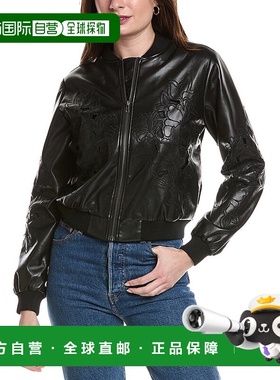 自营johnny was约翰尼是梅兰妮丝绸衬里轰炸机夹克-黑色 美国奥莱