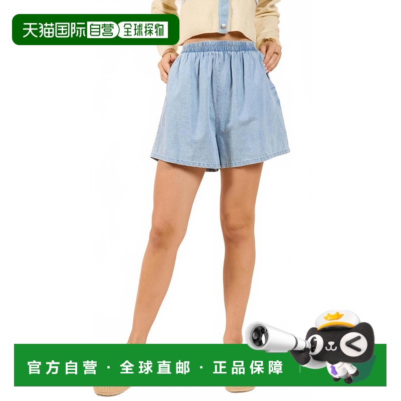 自营 sadie & sage活力弹力腰部短裤在Chambray-Chambray 美国奥