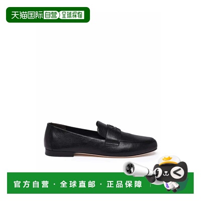自营tory burchBlack Leather Loafer with Refined Silhouette -