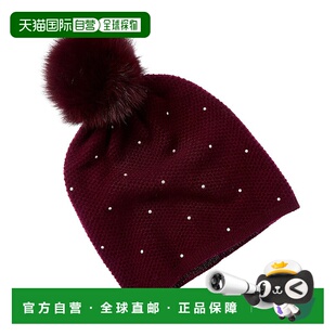 自营sofiacashmere热固珍珠质地羊绒帽-红色 美国奥莱直发帽子