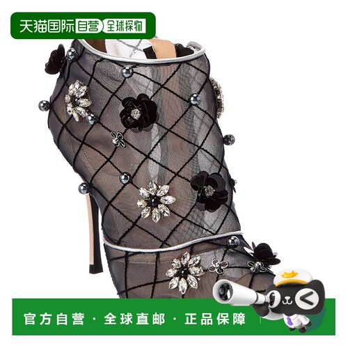 自营Roger Vivier缎面和网眼靴子-黑色 美国奥莱直发