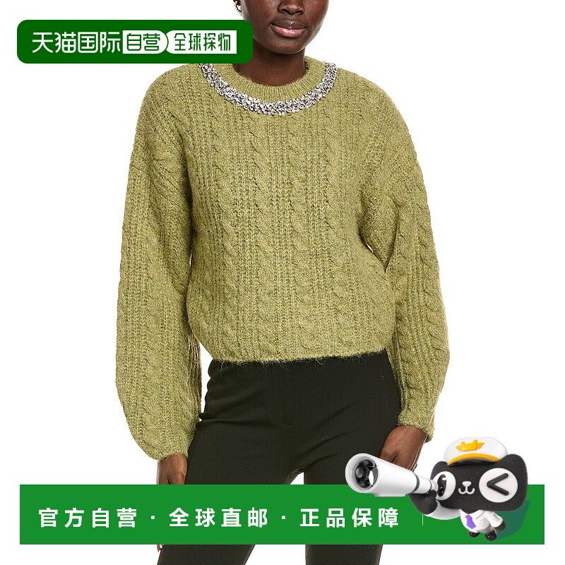 自营Endless Rose Jewel Embroidered Fuzzy Cable Chunky Wool-B