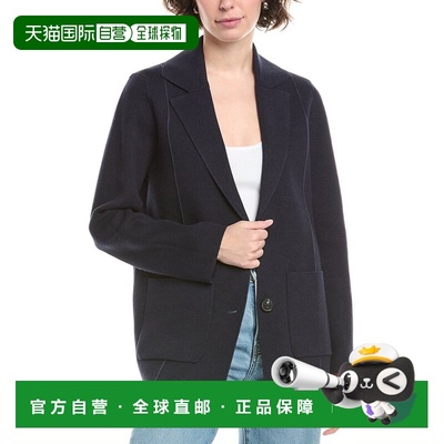 自营In2 by InCashmere开襟羊绒混纺运动夹克-蓝色 美国奥莱直发