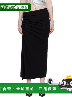 香港直邮潮奢 Rabanne 女士 黑色垂坠半身裙 24AJJU515VI0386