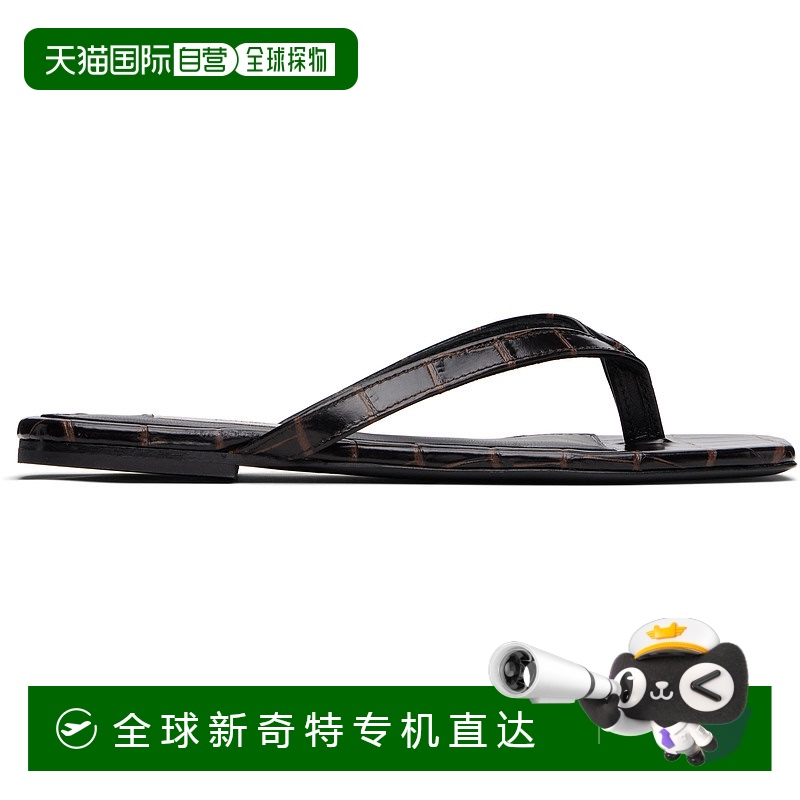 1h可退 香港直邮潮奢 TOTÊME 女士 棕色鳄鱼纹压花人字拖 252WAS4