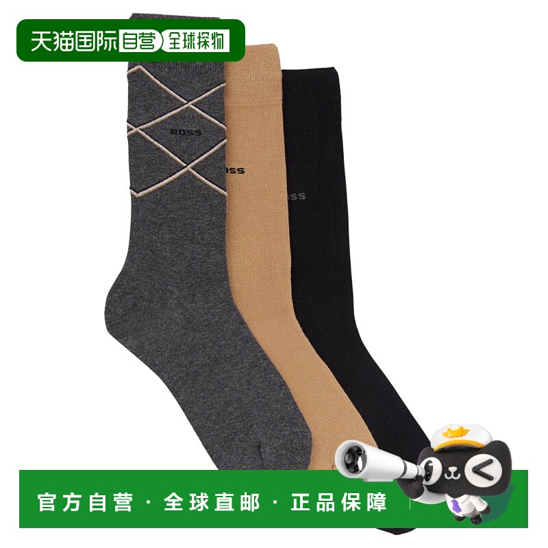 自营Hugo Boss Men's 3-Pack Iconic Cotton Sock Gift Set, Blac