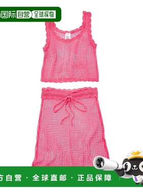 自营 Beach Lingo 2件套钩针上衣和裙子-粉红色 美国奥莱直发
