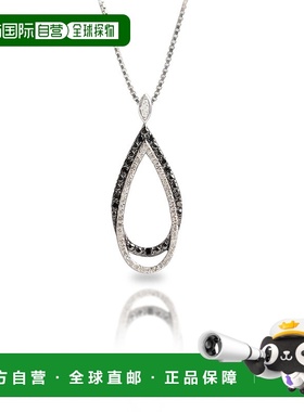 自营 max + stone纯银 0.5 克拉白色和黑色钻石泪滴形项链，带可