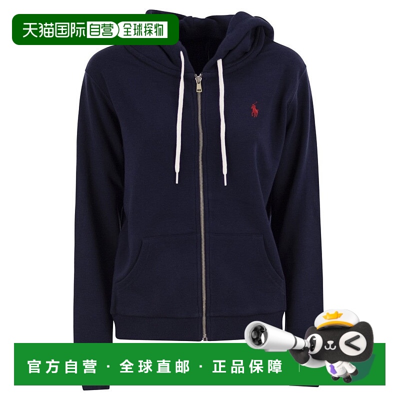 自营polo ralph laurenHooded Fleece Zip-Up Top With Embroider