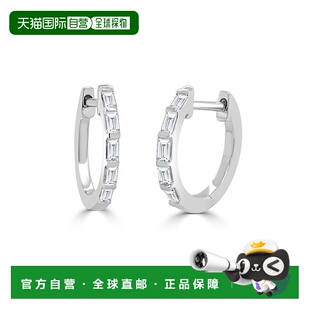 sabrina14k 白色 美国奥莱 直发 金和长方形钻石贴身耳环