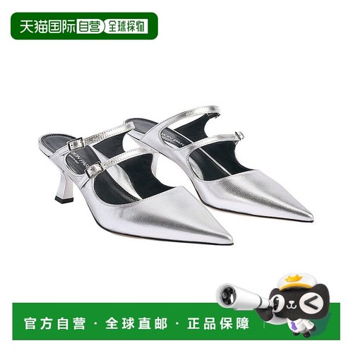 自营 Marion Parke Francine皮骡-银色 美国奥莱直发女鞋高跟鞋