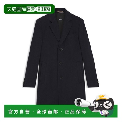 自营bossCashmere coat in a slim fit - dark blue 美国奥莱直发