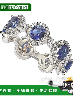 自营 Suzy Levian 椭圆形切割蓝色蓝宝石方晶锆石 925 纯银可叠戴
