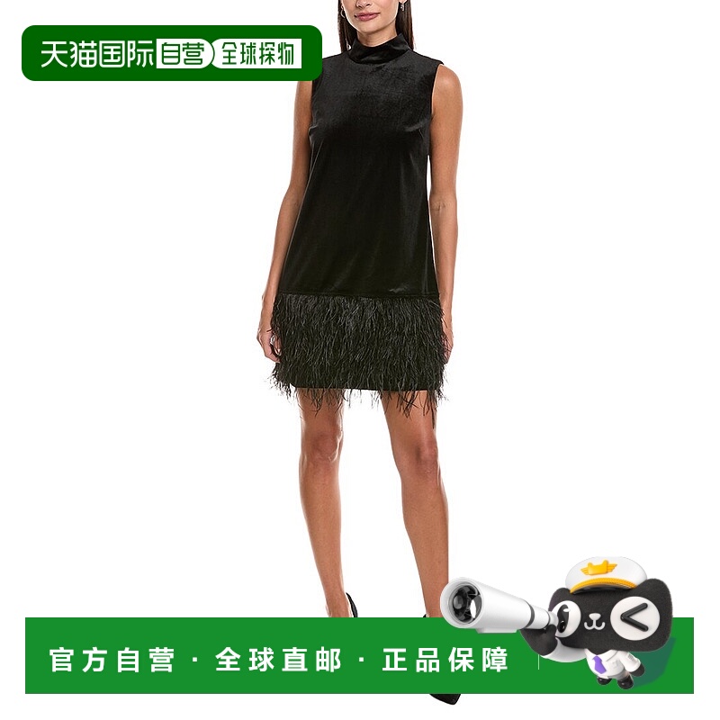 自营tyler boe Victoria Velvet Mini Dress - black 美国奥莱直